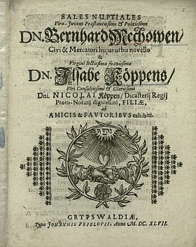 Nicolaus Köppen, Sales nuptiales, 1647