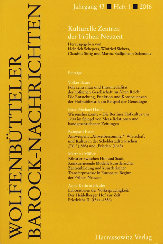 Wolfenbütteler Barock-Nachrichten 1/2016