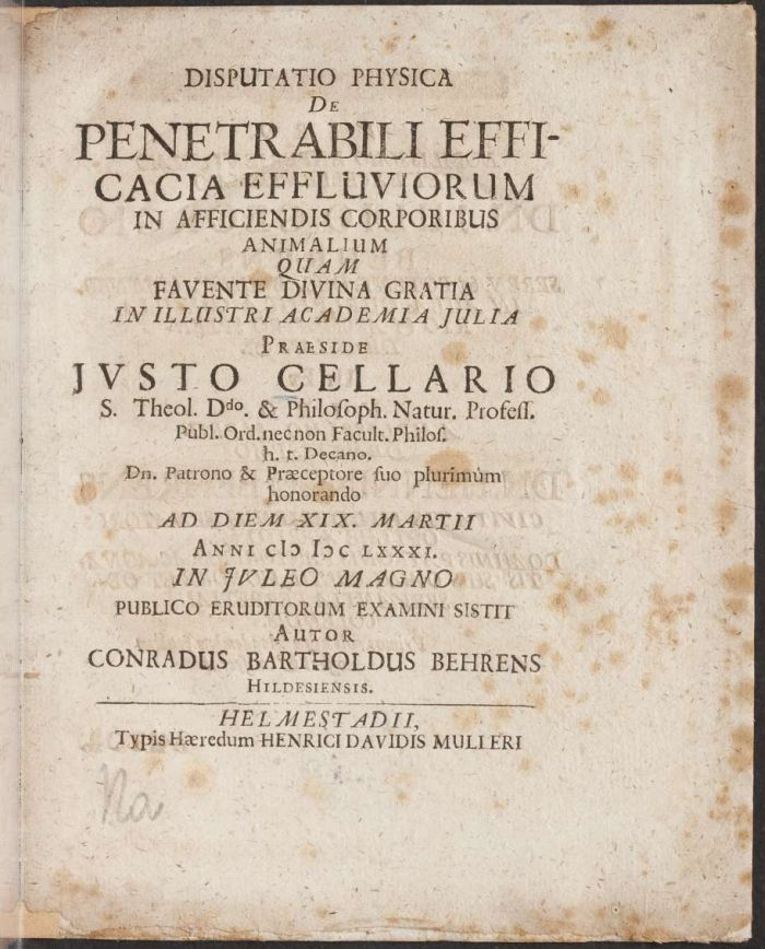 Disputatio physica de Penetrabili Efficacia Effluviorum