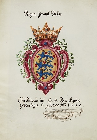 Wappen von Christian IV., König von Dänemark und Norwegen, mit eigenhändiger Unterschrift