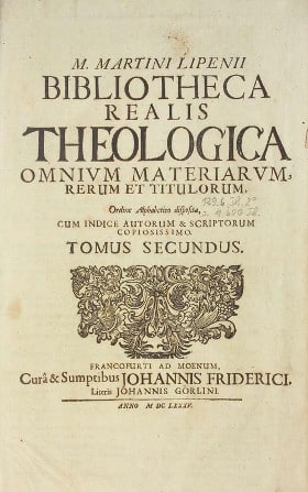 Bibliotheca Realis Theologica von M. Martini Lipenii
