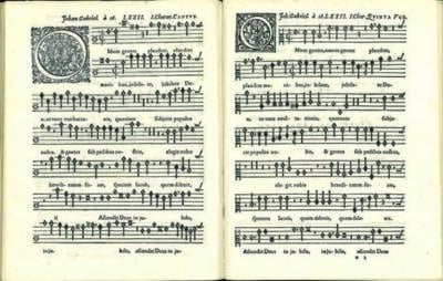 Giovanni Gabrieli: Omnes gentes plaudite für 16 Stimmen. Sacrae Symphoniae Diversorum Excellentissimorum Authorum, Teil 1, Nürnberg 1608