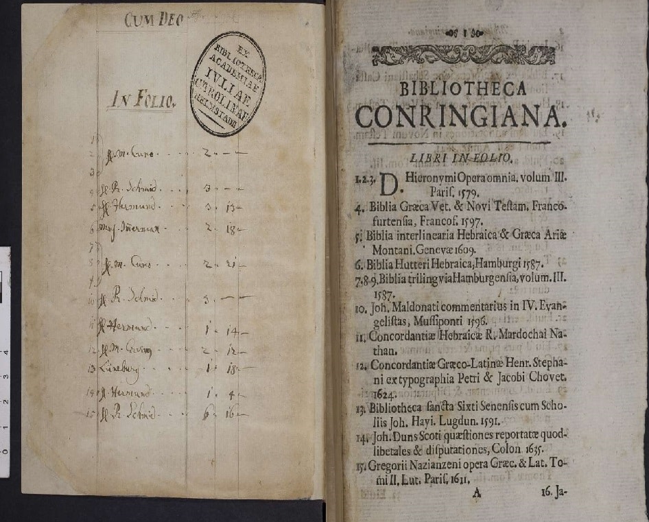 Doppelseite: Bibliotheca Conringiana