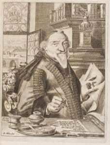 Der Fürst als gelehrter Autor: Herzog August von Braunschweig-Lüneburg (1579-1666), Kupferstich von Adriaen Matham, 1646.