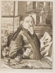 Der Fürst als gelehrter Autor: Herzog August von Braunschweig-Lüneburg (1579-1666), Kupferstich von Adriaen Matham, 1646