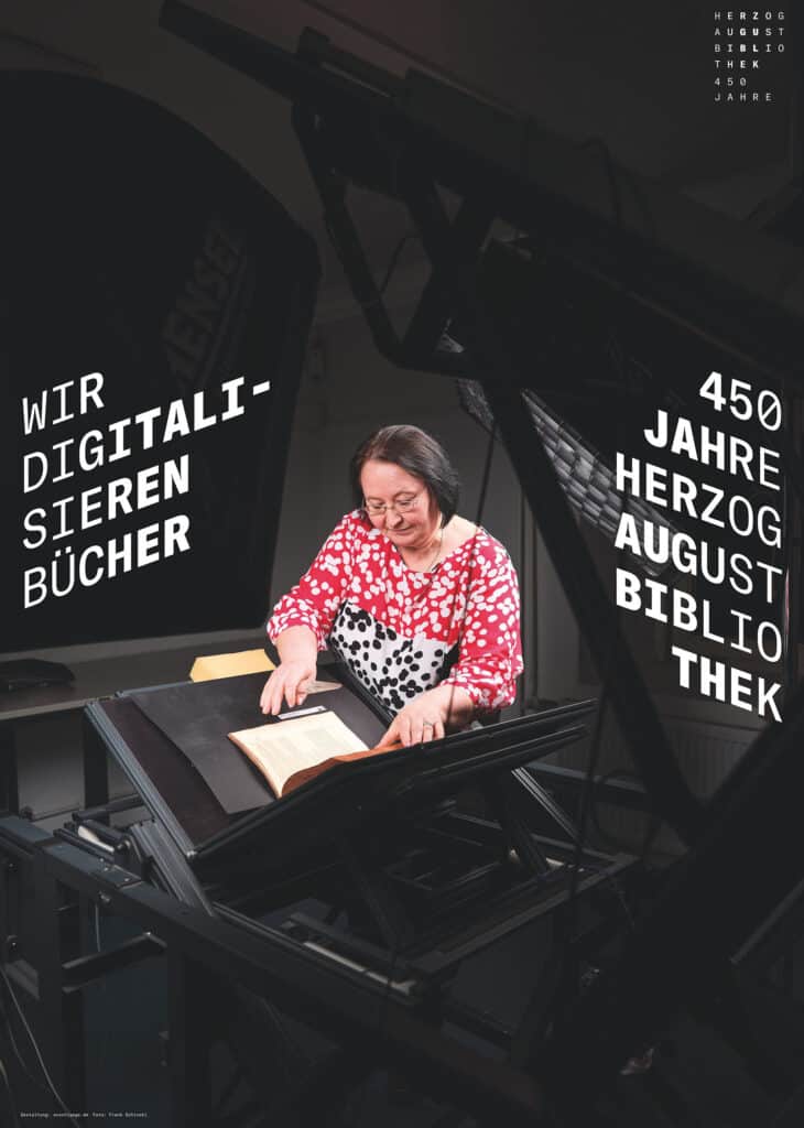 Plakat: Wir digitalisieren Bücher